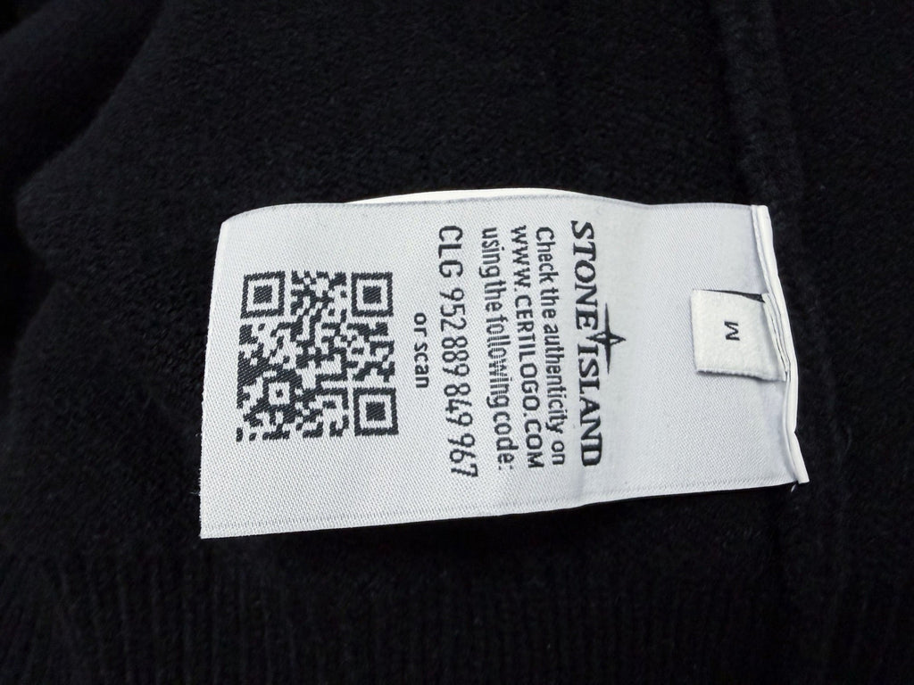 Stone Island Wool Knit Half-Button Mock Neck Sweater with Compass Badge on Sleeve