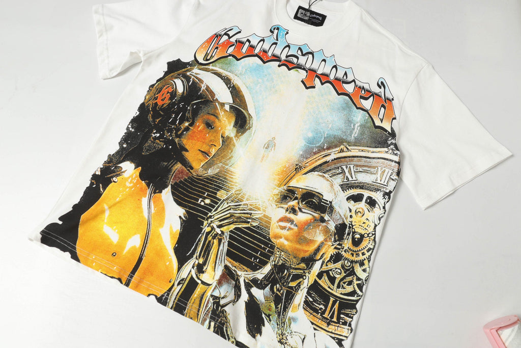 Godspeed Sci‑Fi Robot "Out Of Many, One" Double‑Sided Graphic T‑Shirt