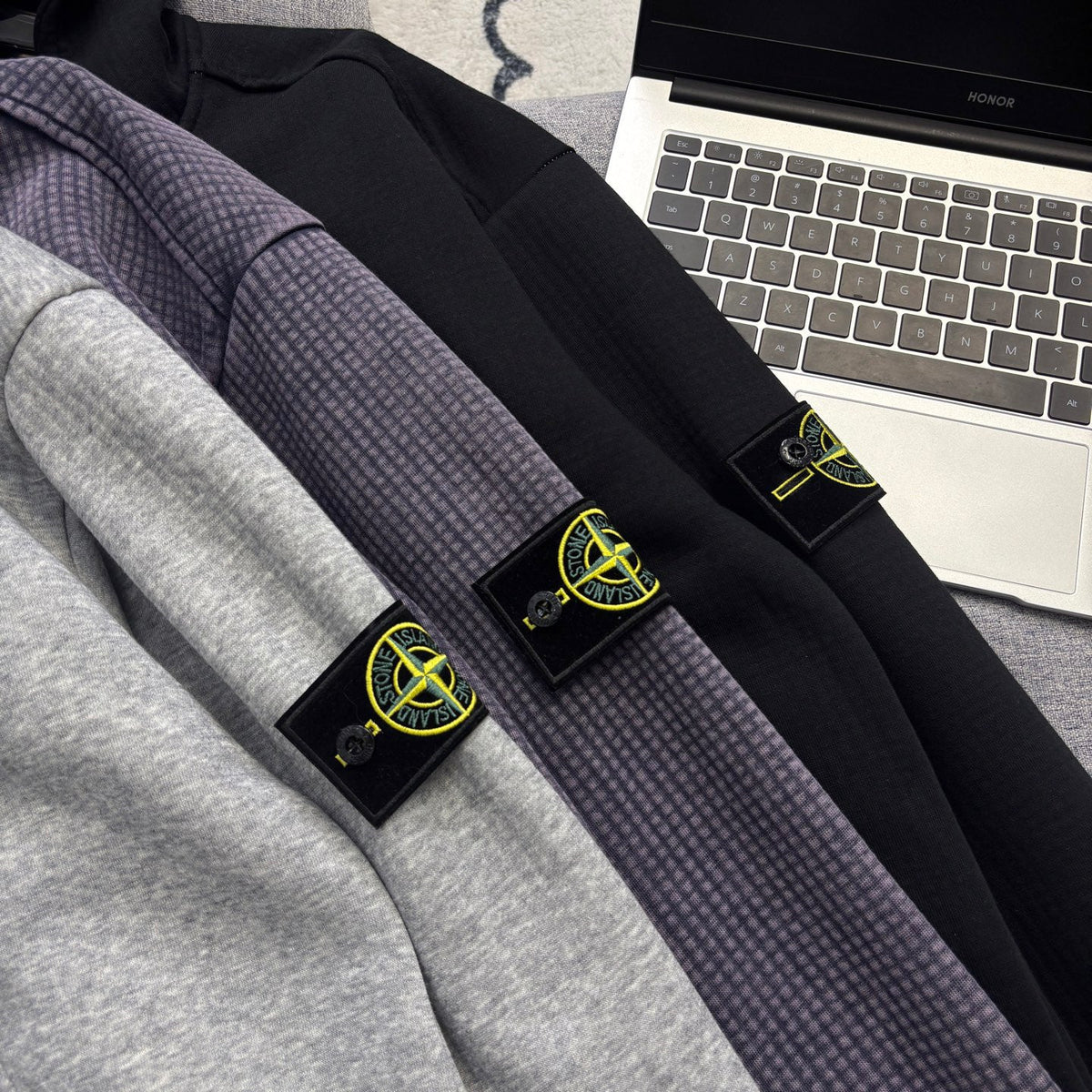 Stone Island Full-Zip Hoodie with Compass Badge