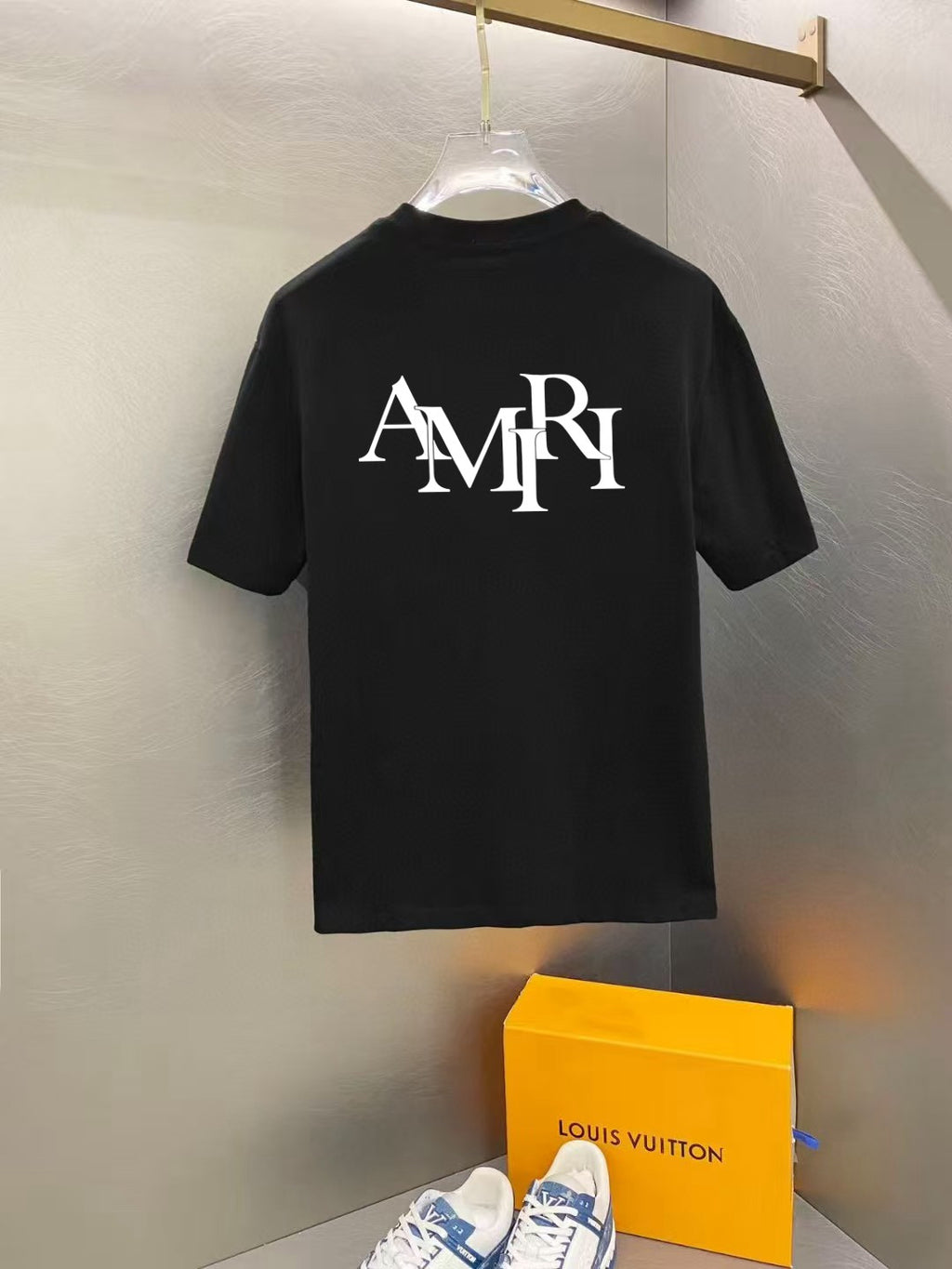 Amiri Interlocking Monogram Chest Graphic Crew‑Neck Short‑Sleeve T‑Shirt