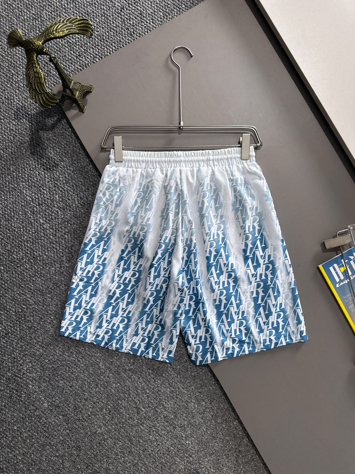 AMIRI Gradient All‑Over Logo Print Camp Collar Shirt and Shorts Set