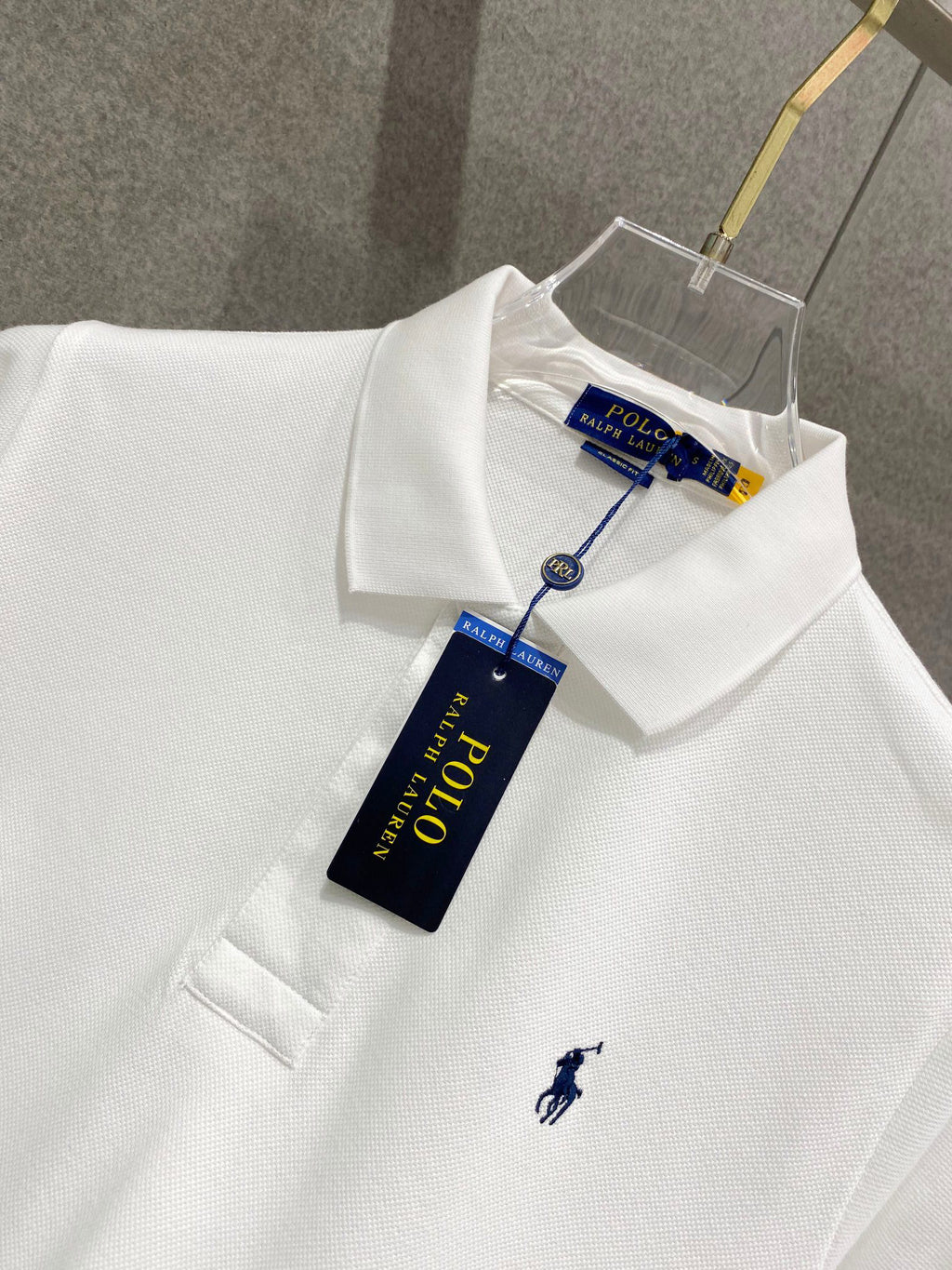 Men's Pique Short‑Sleeve Polo Shirt Small Horse Embroidery Solid White Casual Top