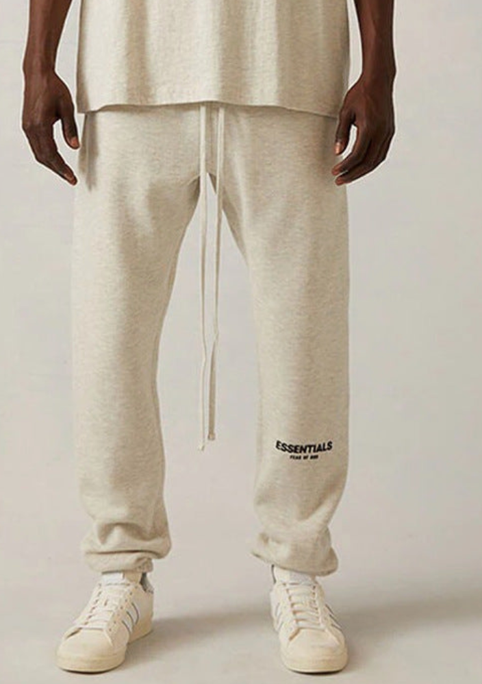 FOG Essentials Black Flocked Print Fleece Sweatpants – 2022S American Streetwear