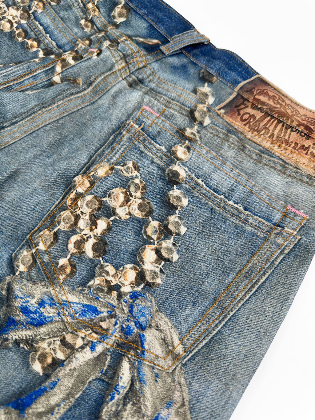 Acne Studios Ornate Graphic‑Print Wide‑Leg Denim Jeans
