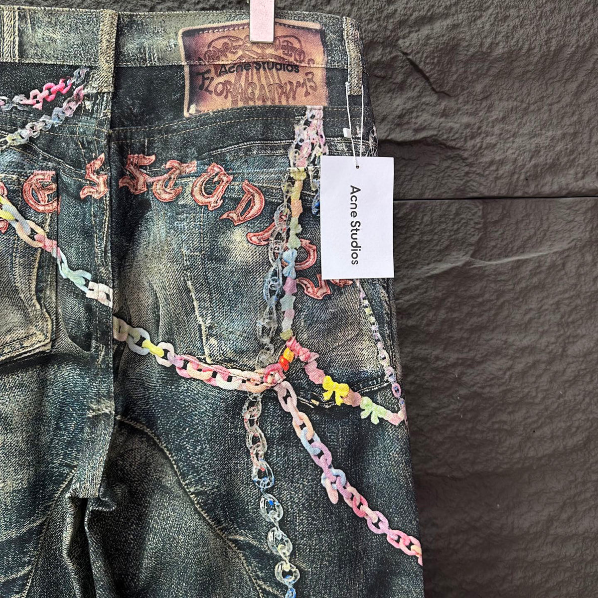 Acne Studios Colorful Chain‑Ornament Wide‑Leg Jeans