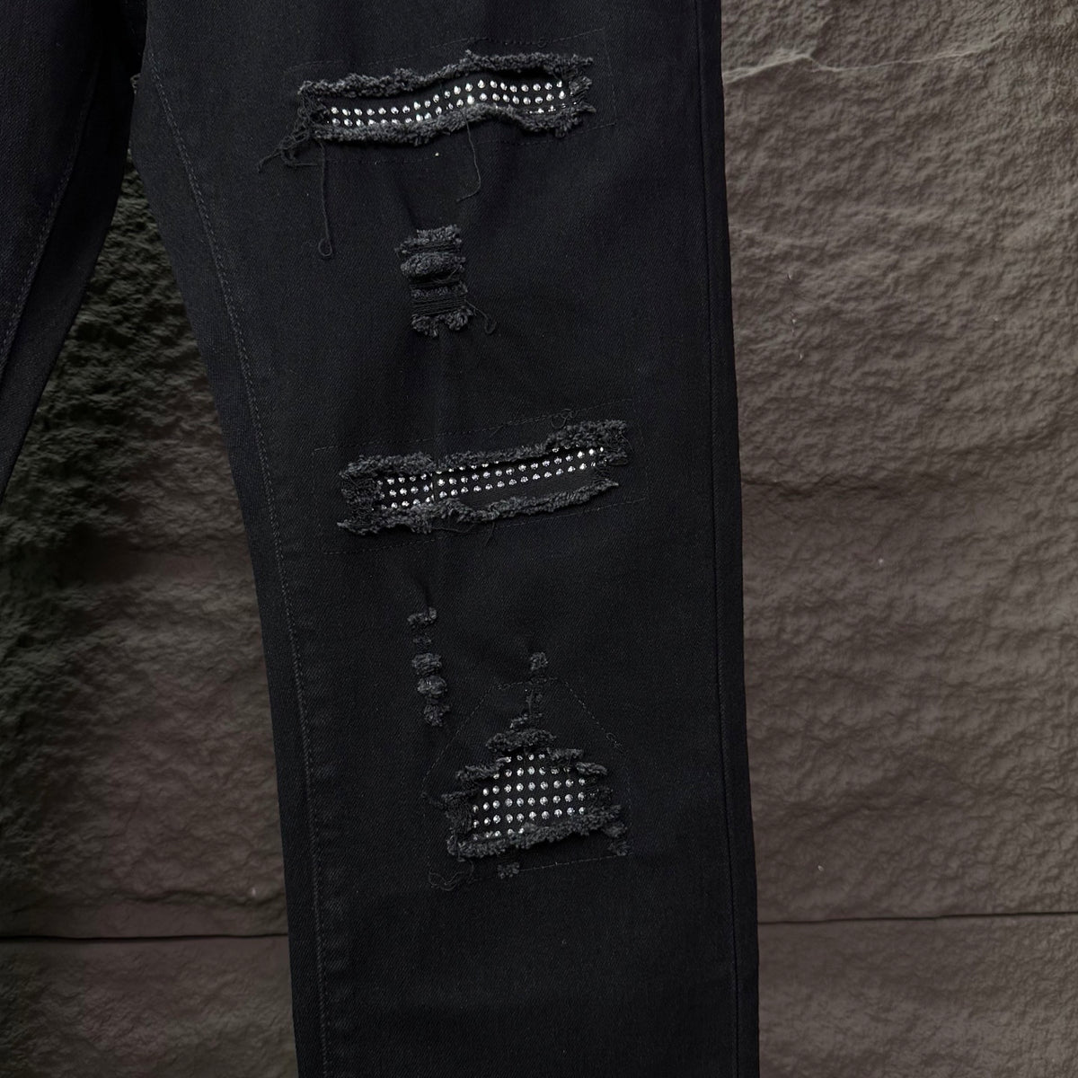 AMIRI Mesh‑Lined Multi‑Rip Distressed Slim‑Fit Denim Jeans