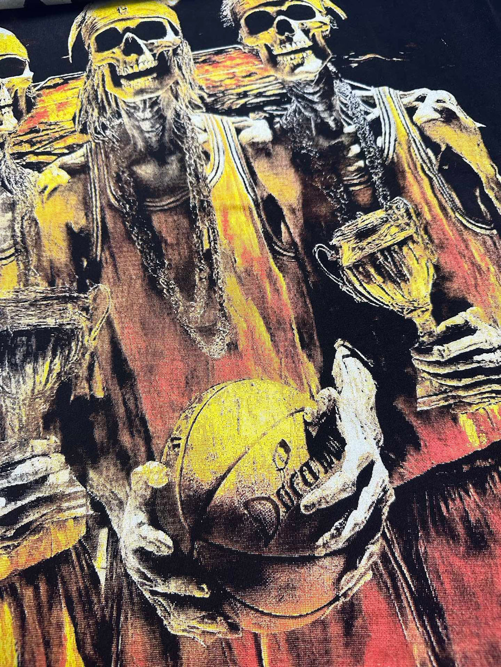 Godspeed Basketball Champion Skeletons Vintage Short‑Sleeve Tee (Washed Black)