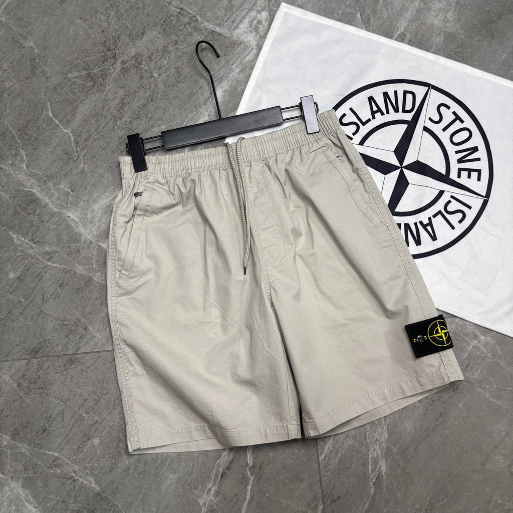 Stone Island Mid-Length Utility Cotton Shorts with Elasticated Waist and Compass Badge