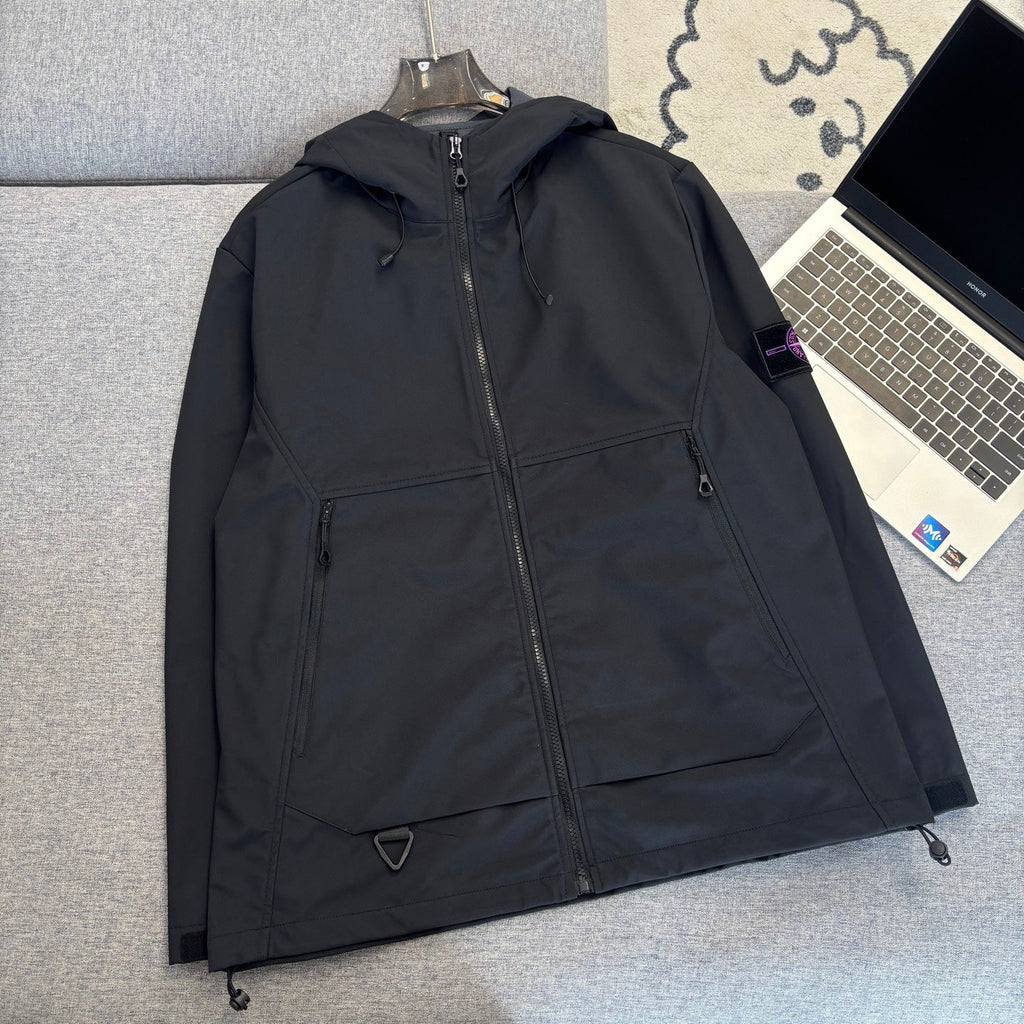 Stone Island Softshell Three-Protection Hooded Jacket with Compass Badge