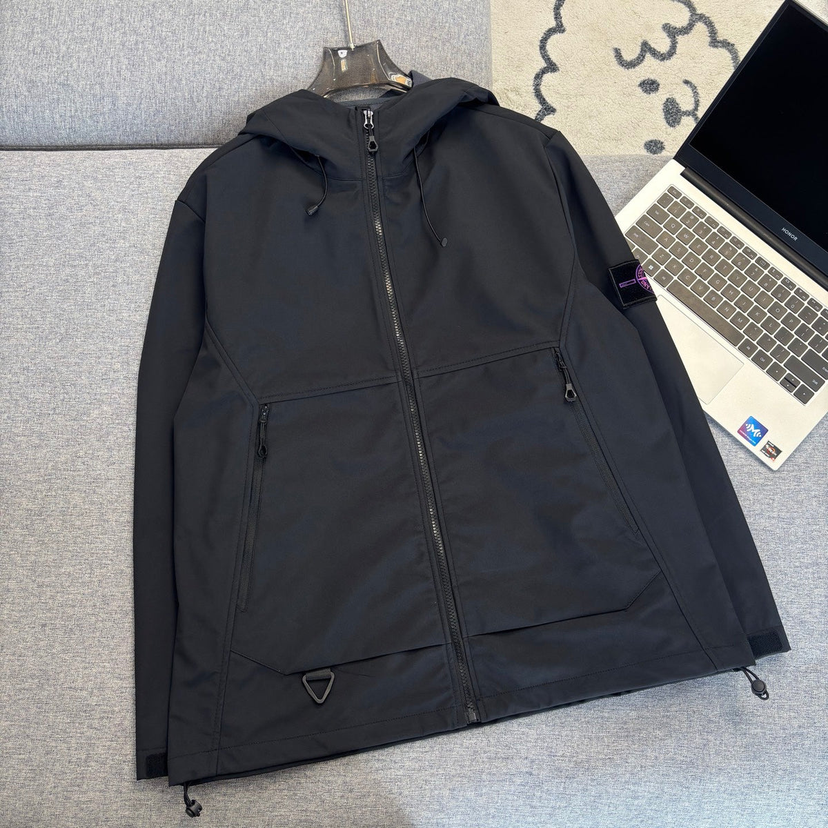 Stone Island Softshell Three-Protection Hooded Jacket with Compass Badge