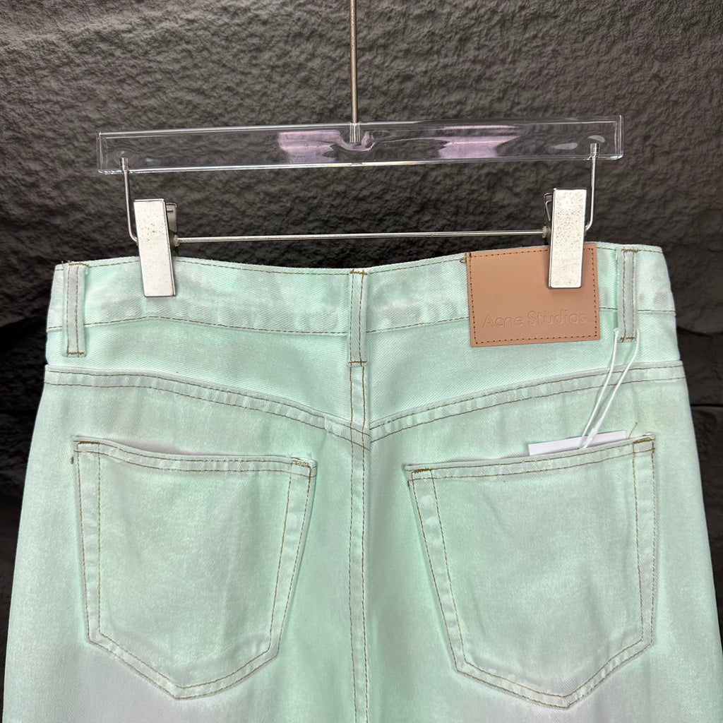 Acne Studios Mint Wash Paint‑Splatter Wide‑Leg Jeans