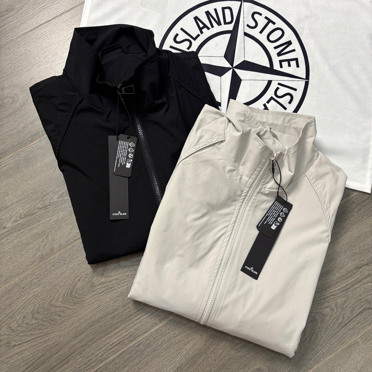 Stone Island Stand Collar Raglan Zip Jacket with Compass Badge