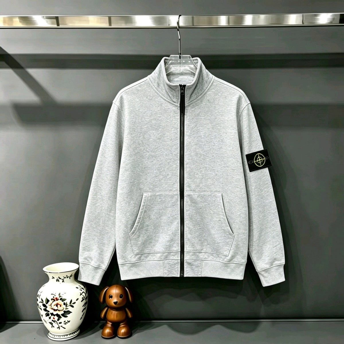 Stone Island Classic Compass Badge Full-Zip Stand Collar Sweatshirt Jacket