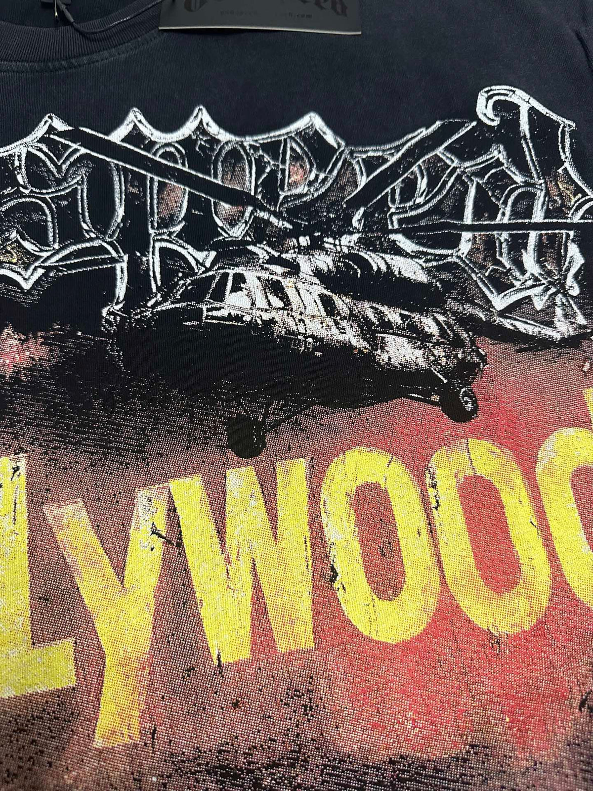 Godspeed Hollywood Pray For Los‑Angeles Vintage Short‑Sleeve Tee (Washed Black)