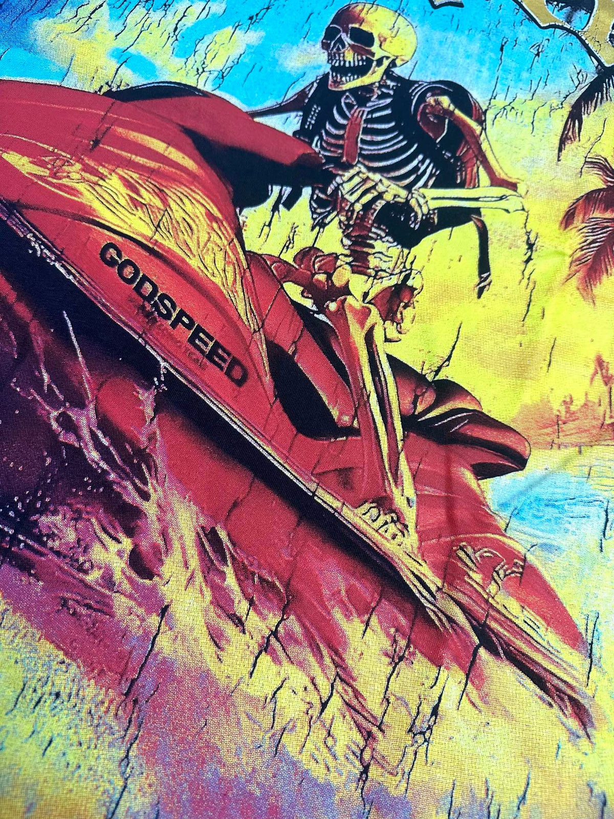 Godspeed Skeleton Jet‑Ski Summer Vintage Short‑Sleeve Tee (Washed Black)