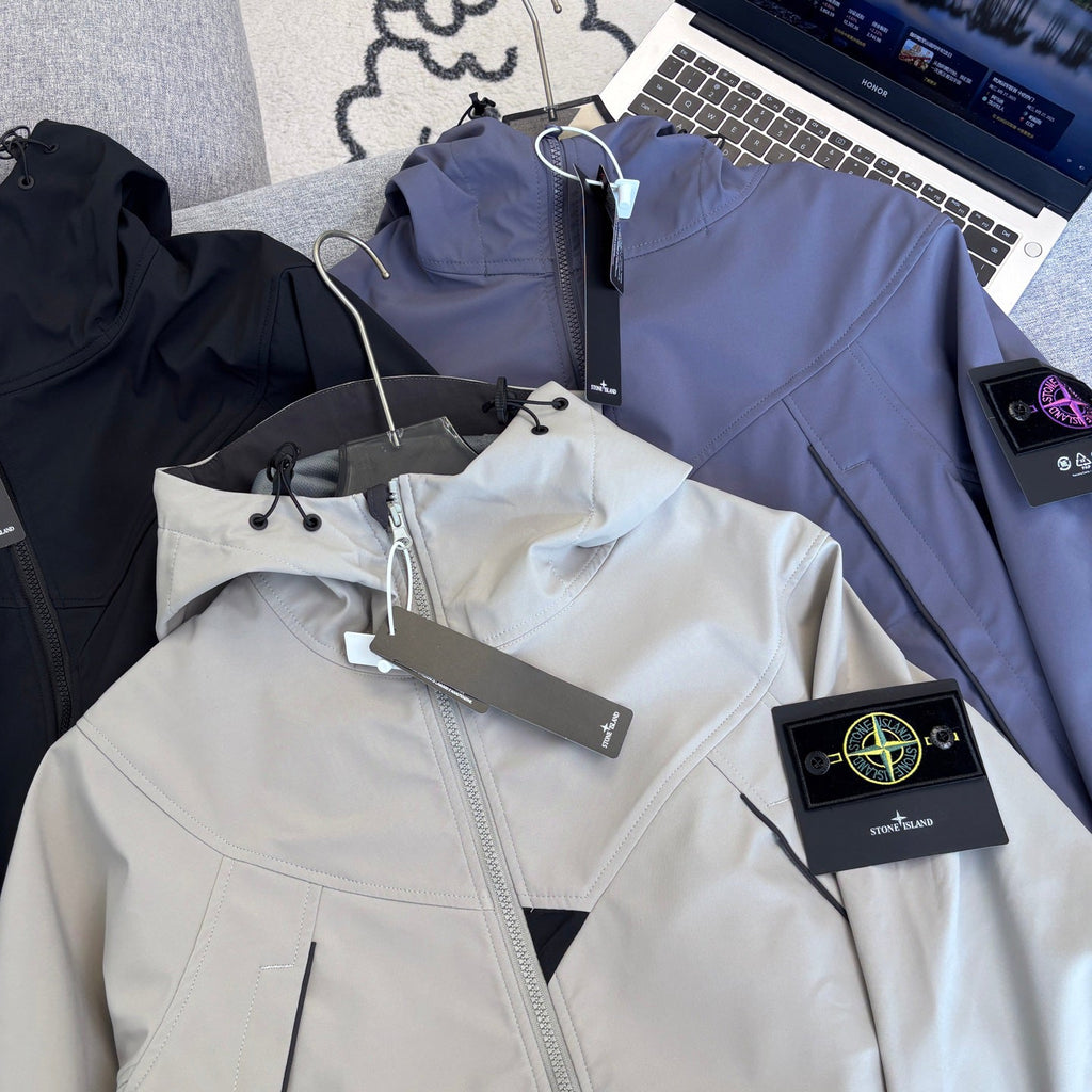 Stone Island Softshell Technical Hooded Jacket with Compass Badge