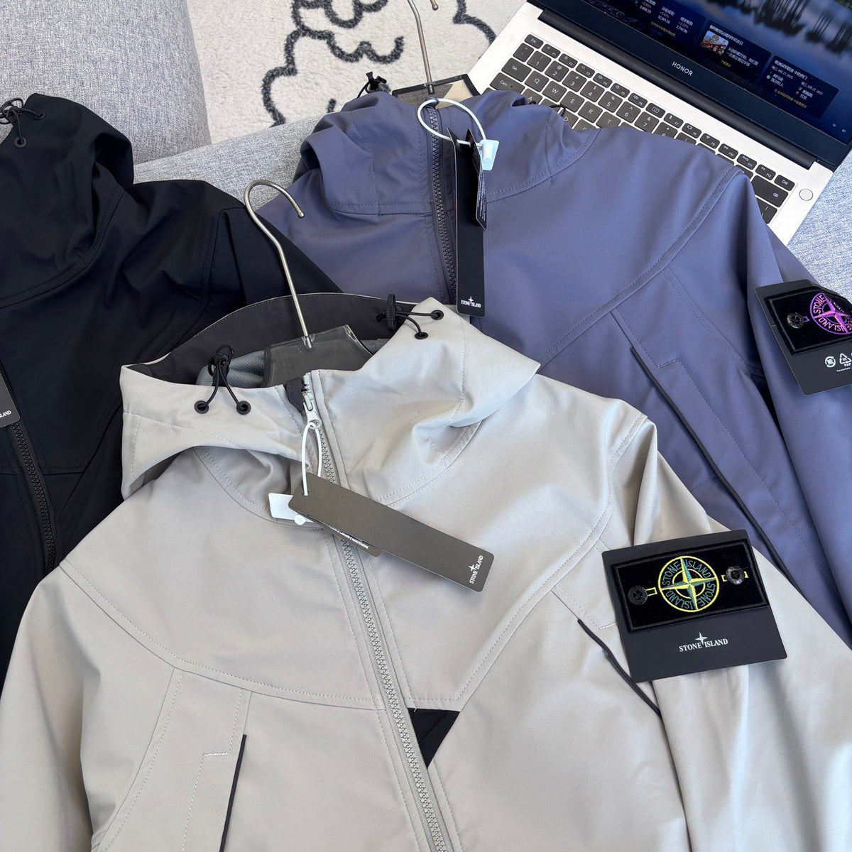 Stone Island Softshell Technical Hooded Jacket with Compass Badge