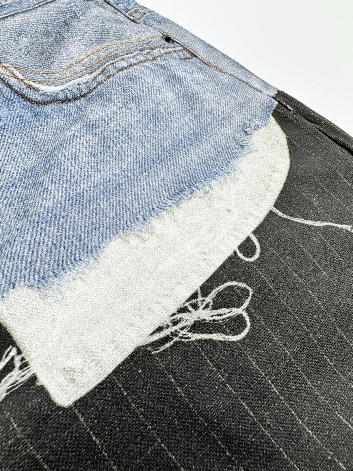 Acne Studios Patchwork Distressed Wide‑Leg Denim Trousers