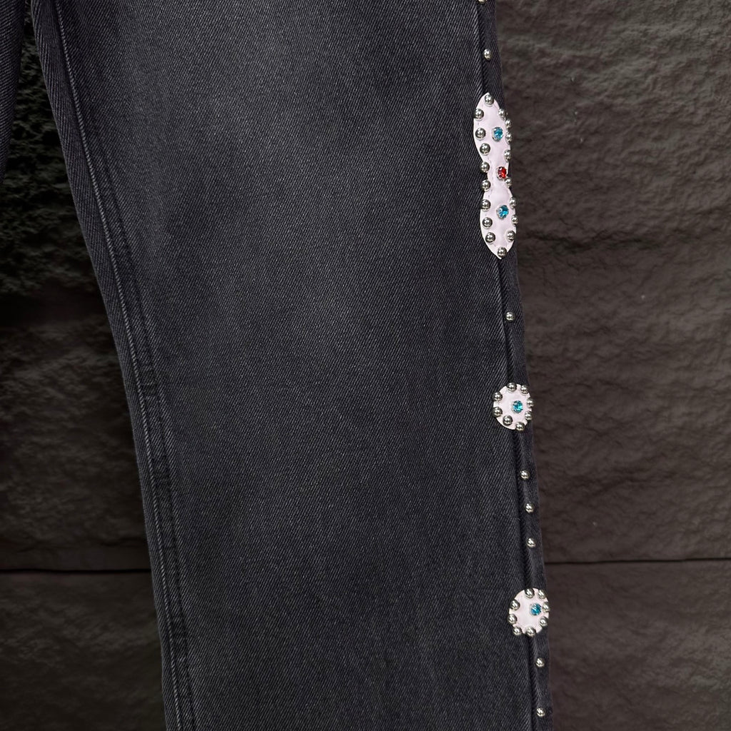 AMIRI Rhinestone‑Embellished Flared Denim Jeans