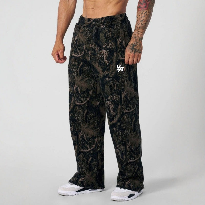 Men's Camo Stretch Straight Leg Joggers – Breathable Athletic Pants