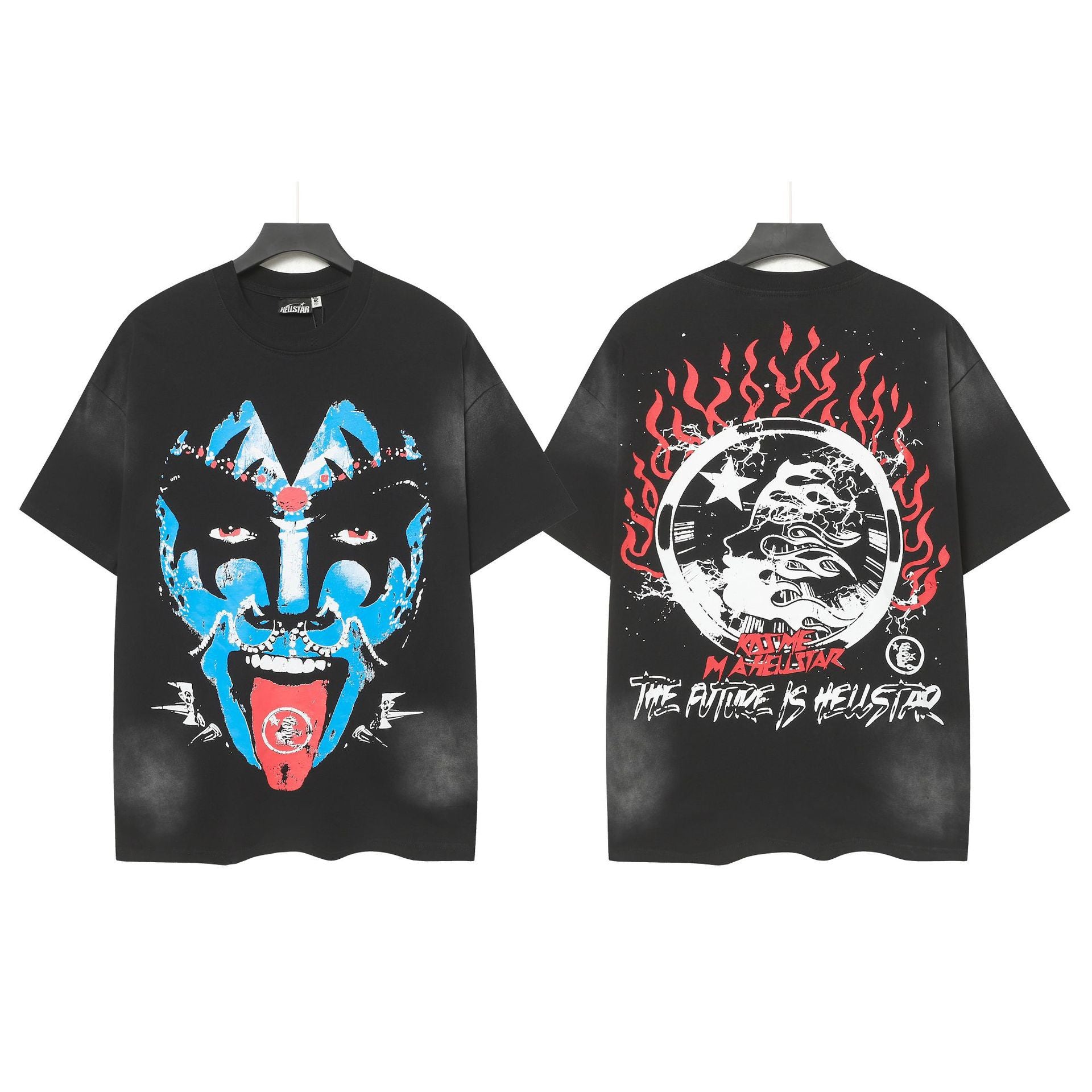 Hell Star Heel Washed Vintage American Print Short Sleeve T-Shirt