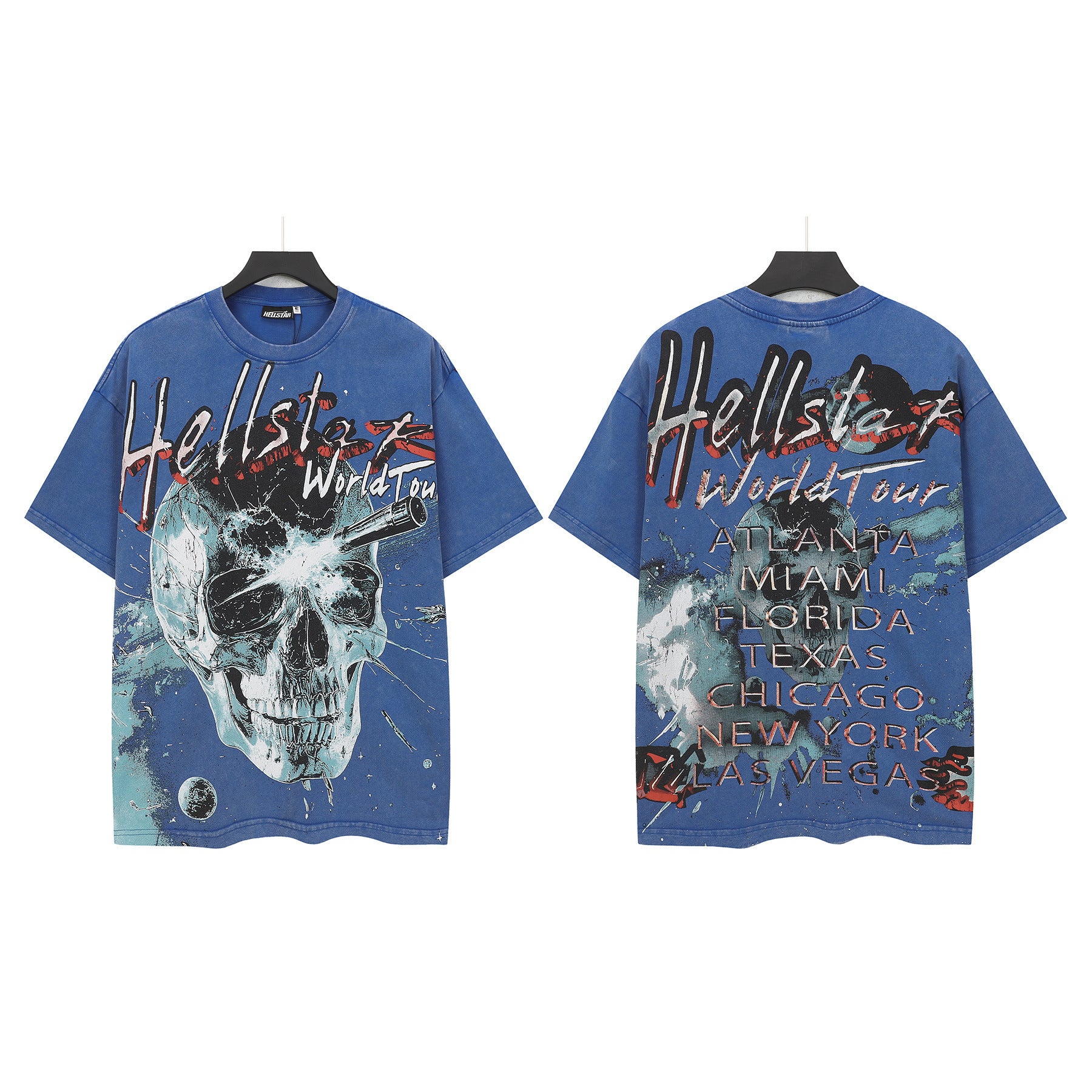 Hell Star Heel Washed Vintage American Print Short Sleeve T-Shirt