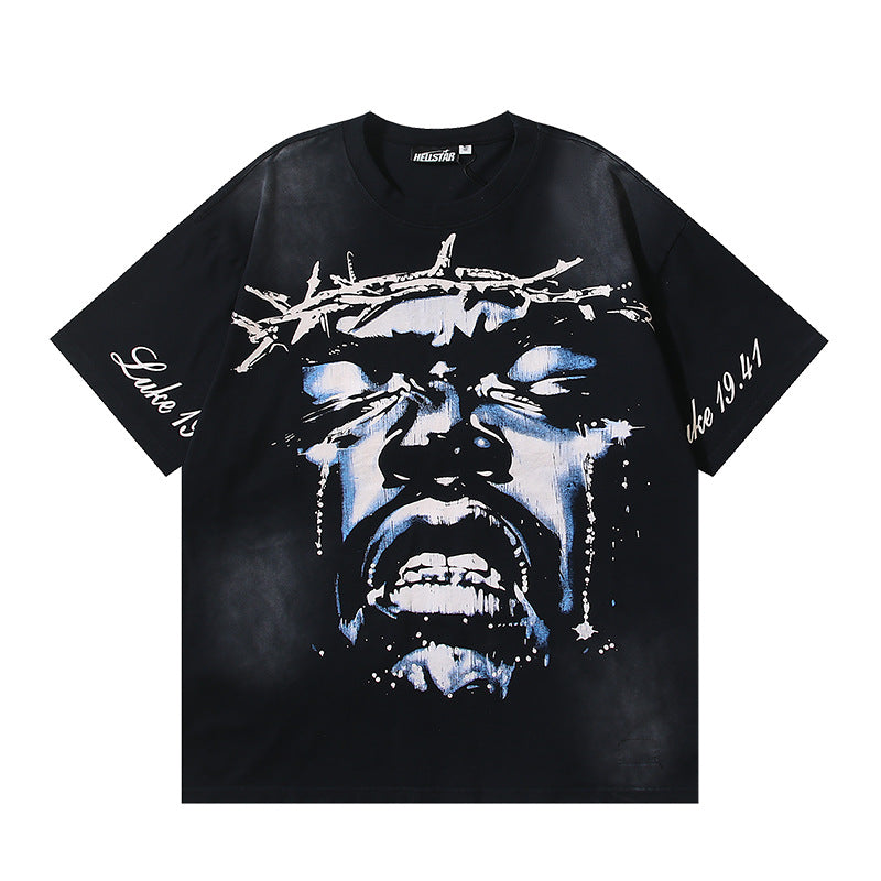 HELLSTAR Washed Vintage Graphic Tee — Unisex Oversized Streetwear