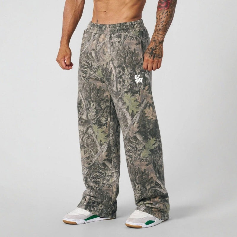 Men's Camo Stretch Straight Leg Joggers – Breathable Athletic Pants
