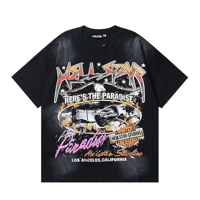 HELLSTAR Washed Vintage Graphic Tee — Unisex Oversized Streetwear