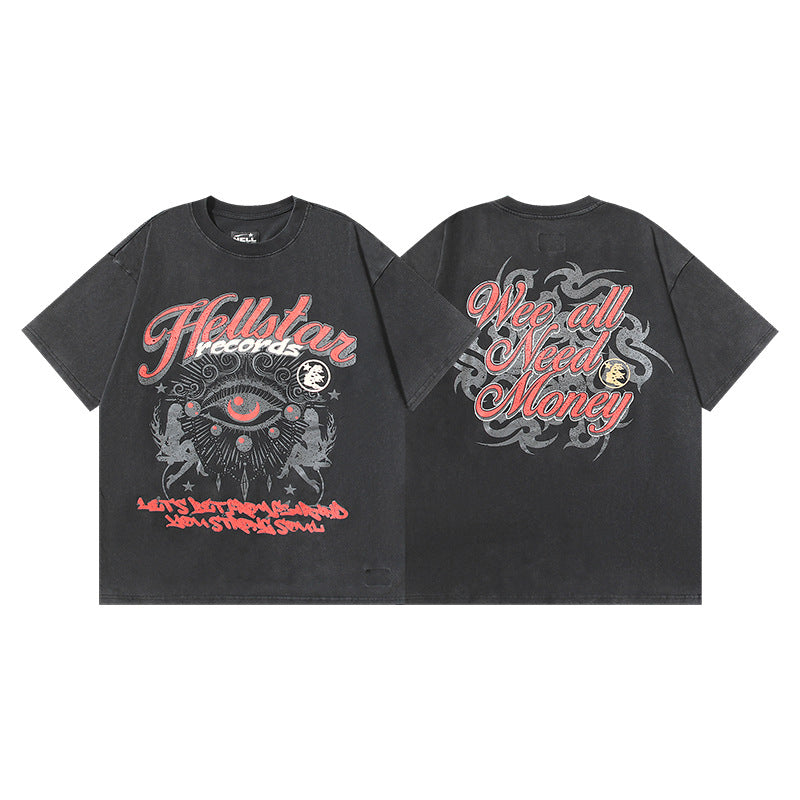Vintage Washed Graphic Tee – Oversized Unisex Short Sleeve T-Shirt (Washed Black Series)