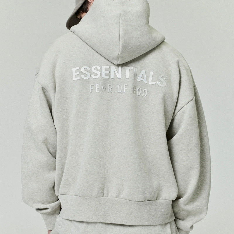 FOG Essentials Oversized Drop Shoulder Zip-Up Hoodie – Spring 2025 American Streetwear