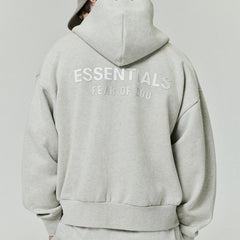 FOG Essentials Oversized Drop Shoulder Zip-Up Hoodie – Spring 2025 American Streetwear