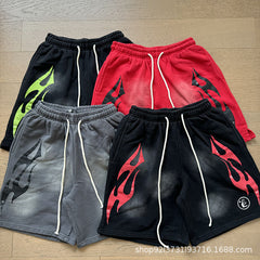 Hellstar NFC Washed Distressed Relaxed Shorts