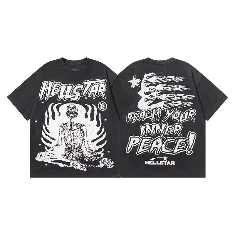 Hellstar Acid-Washed Graphic Tee & Shorts Set