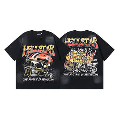 Vintage Washed Graphic Tee – Oversized Unisex Short Sleeve T-Shirt (Washed Black Series)