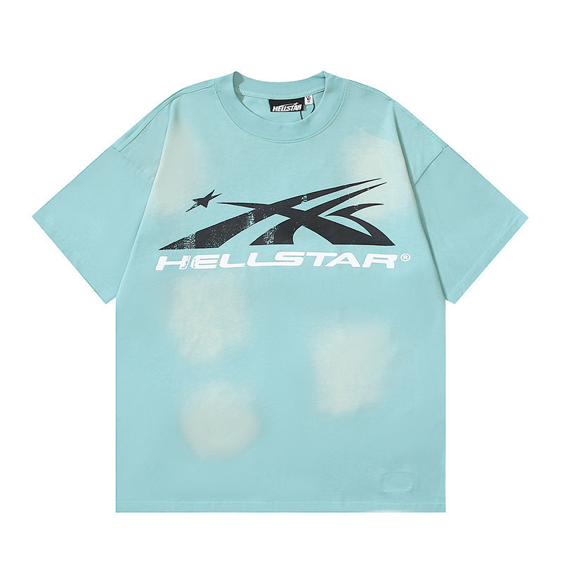 HELLSTAR 2025 American Streetwear Heavyweight Washed Vintage Oversized Short Sleeve T-Shirt