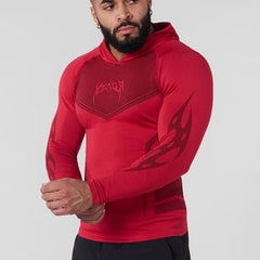 YOUNGLA Men's Compression Hooded Long Sleeve Tee – Quick-Dry Athletic Shirt