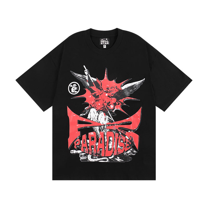 HELLSTAR Hip-Hop Graphic Letter Print Streetwear Oversized Cotton Tee