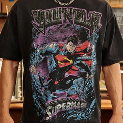 YOUNGLA x Yu-Gi-Oh Superman Oversized Graphic Tee – Men's Streetwear Cotton T-Shirt