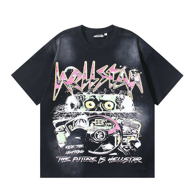 HELLSTAR Washed Vintage Graphic Tee — Unisex Oversized Streetwear
