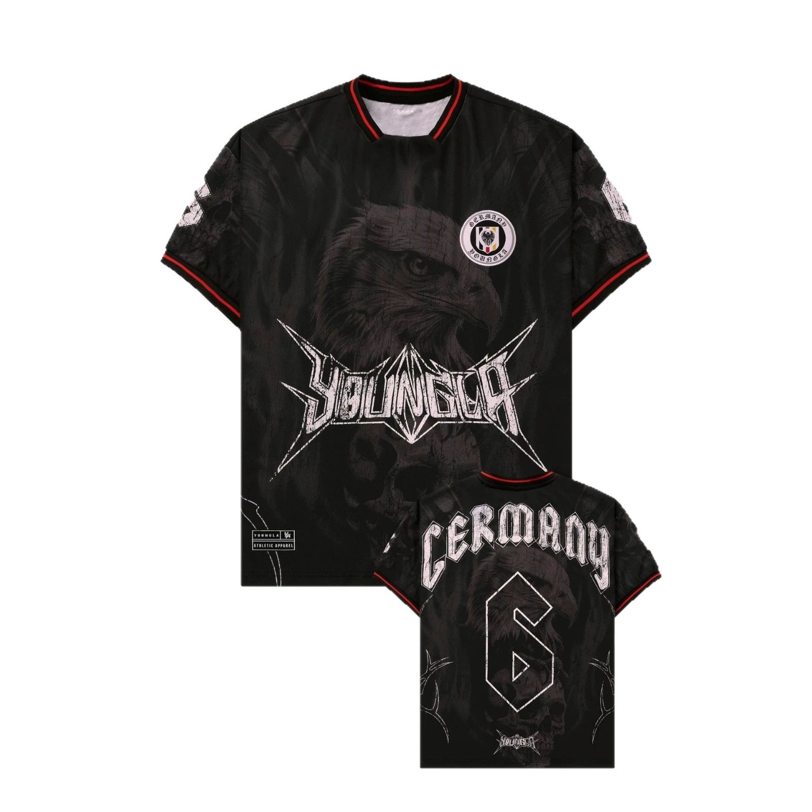 YOUNGLA Men's Soccer Jersey Graphic Tee – Oversized Quick-Dry Athletic Shirt