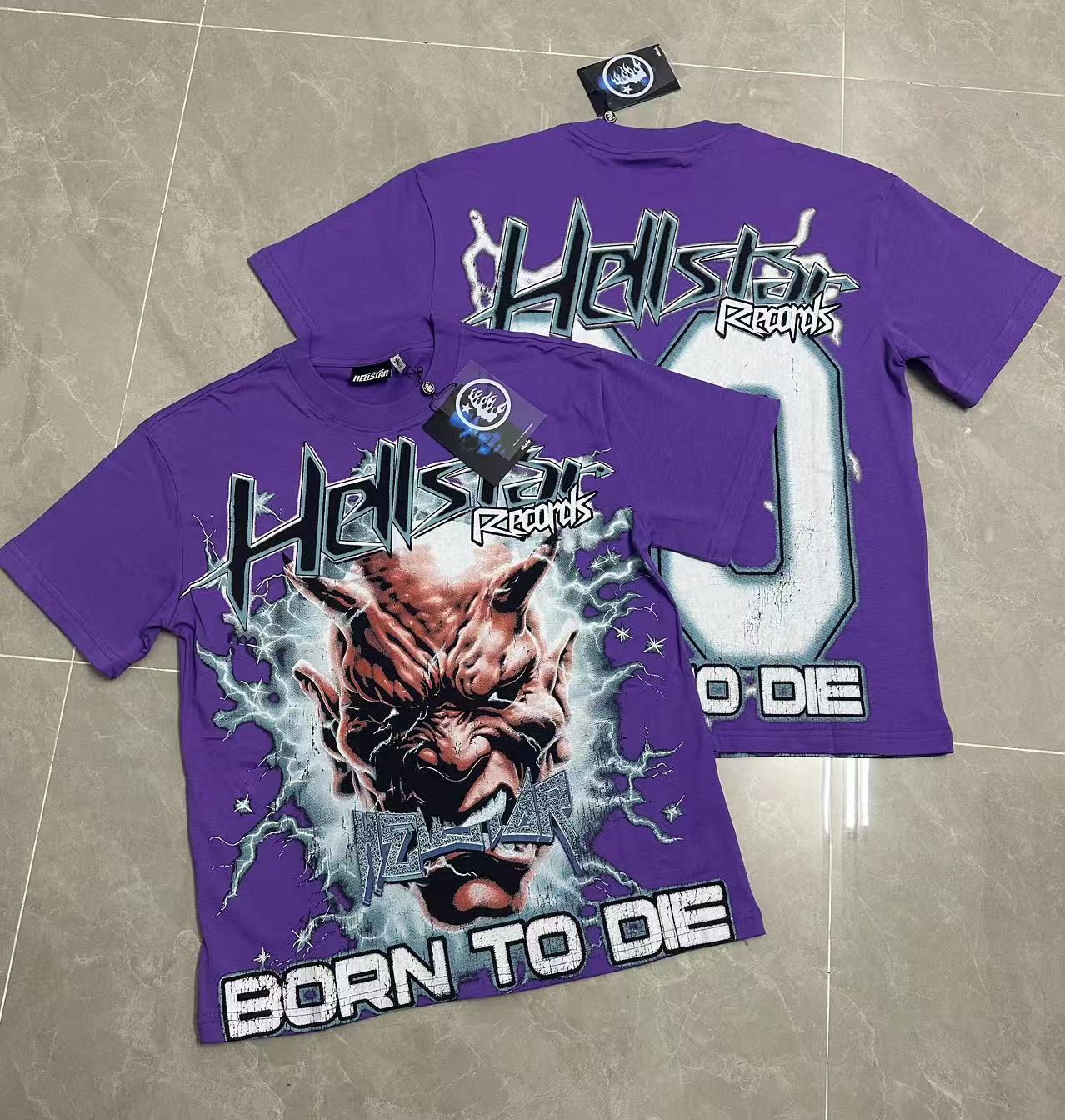 Hell Star Heel Washed Vintage American Print Short Sleeve T-Shirt