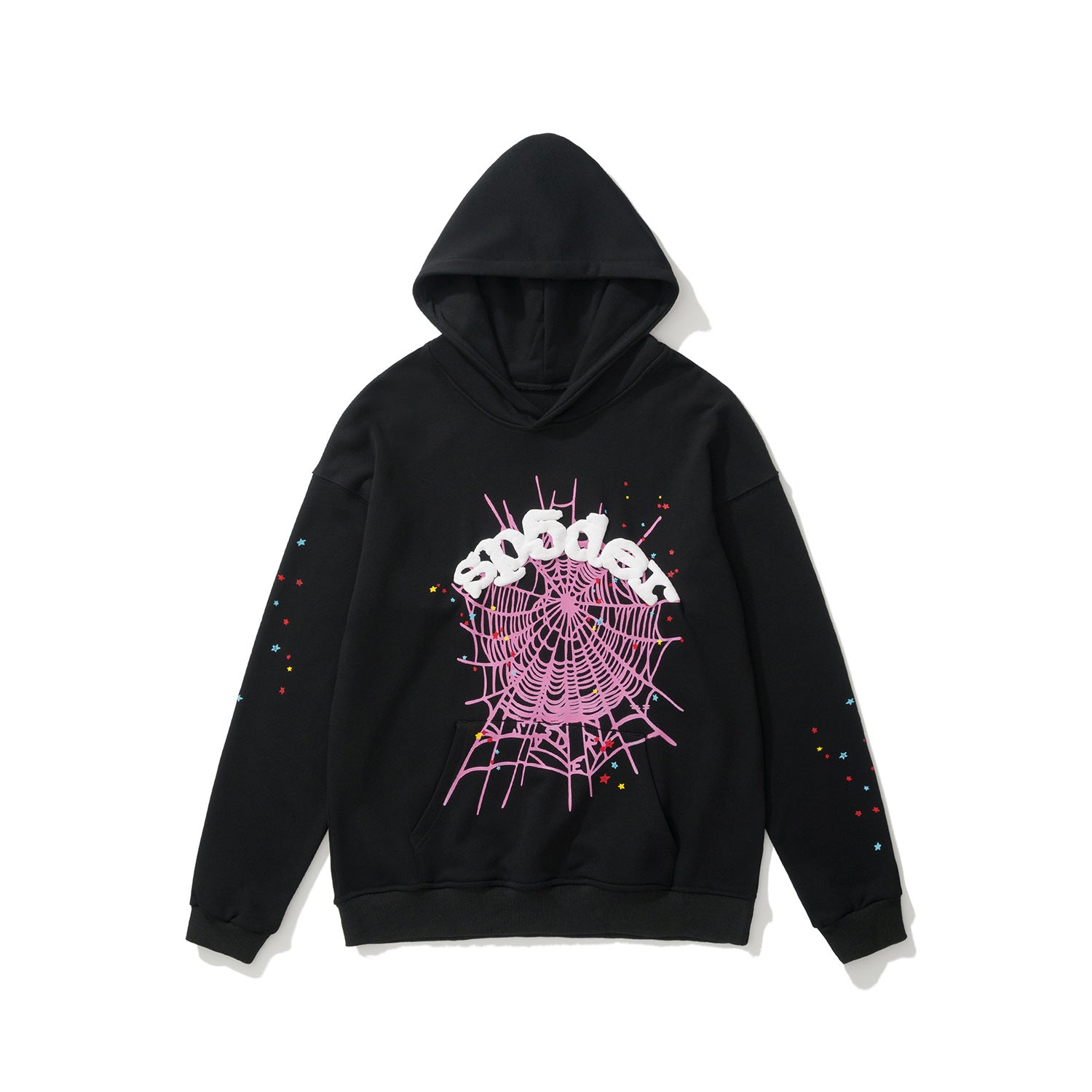Sp5der 555555 Rhinestone Bubble Letter Spider Web Hoodie & Sweatpants