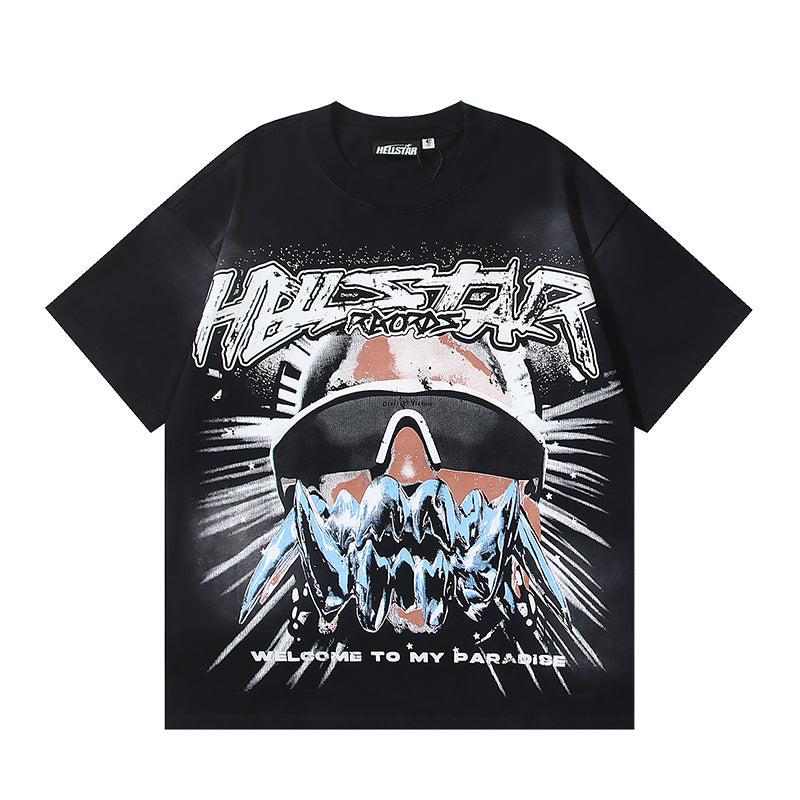 HELLSTAR Washed Vintage Graphic Tee — Unisex Oversized Streetwear