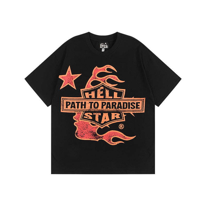 HELLSTAR Hip-Hop Graphic Letter Print Streetwear Oversized Cotton Tee