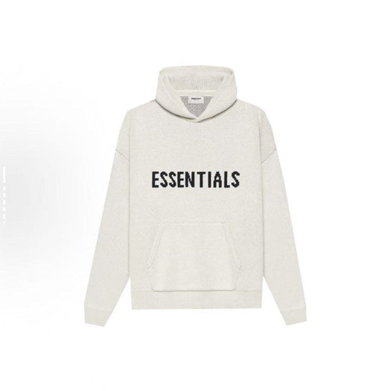 FOG Essentials Jacquard Knit Heavyweight Pullover Hoodie Sweater – American Vintage Streetwear