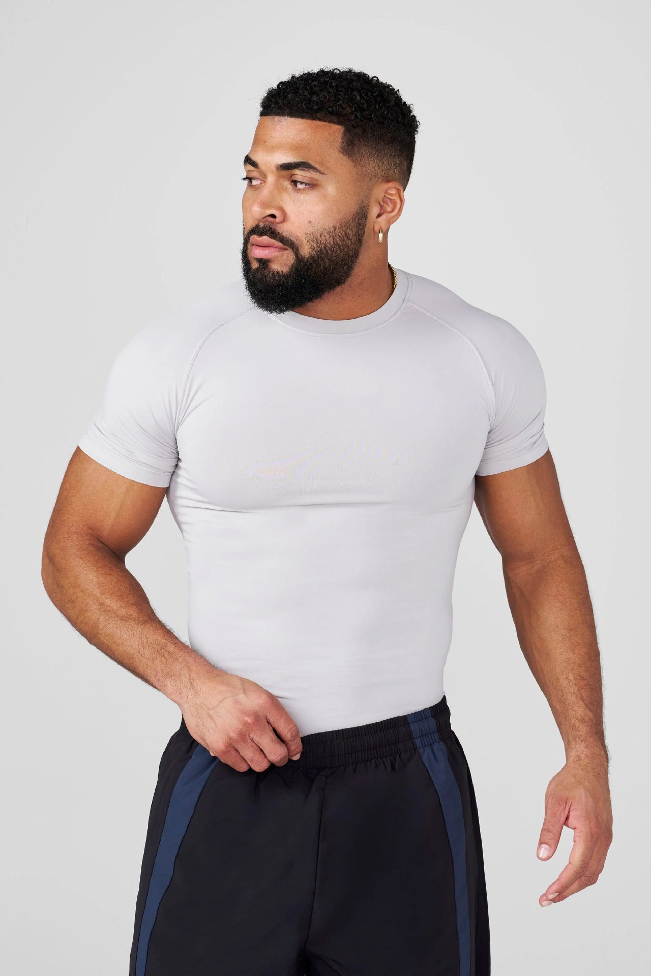 YOUNGLA Men's Compression Training Tee – High-Stretch Short Sleeve Gym Shirt