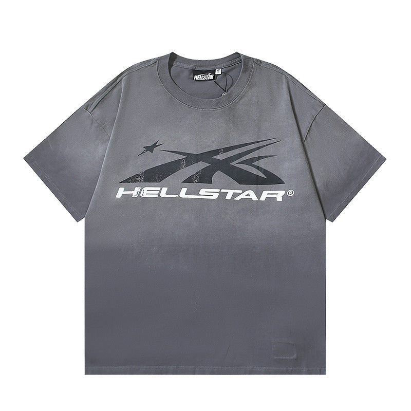 HELLSTAR 2025 American Streetwear Heavyweight Washed Vintage Oversized Short Sleeve T-Shirt