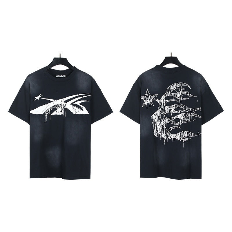 Hellstar Acid-Washed Graphic Tee & Shorts Set