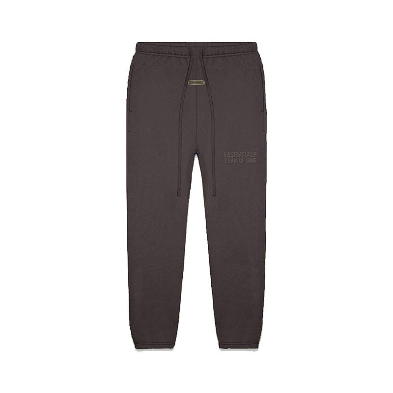FOG Essentials Letter Embossed Fleece Drawstring Sweatpants – 2023SS American Streetwear